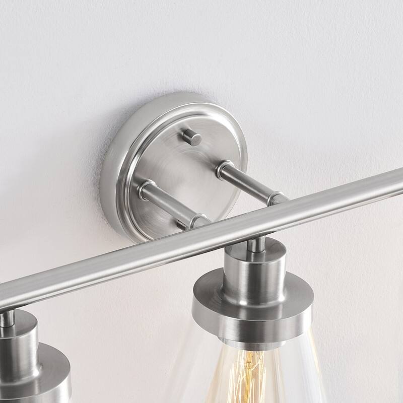 KAWOTI 22.25 inch 3-Light Brushed Nickel Vanity Light with Bell Glass