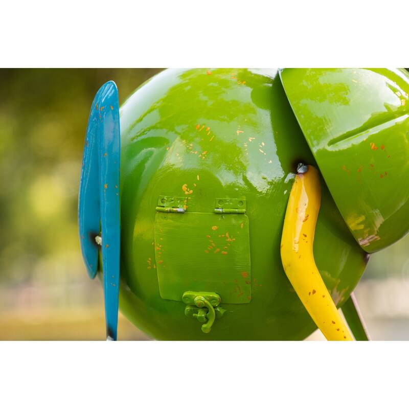 Glitzhome 9"L Metal Glossy Frog Outdoor Garden Birdhouse