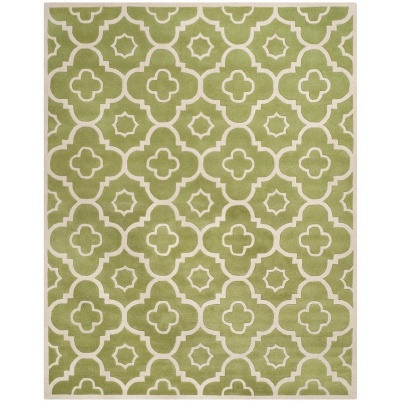 SAFAVIEH Handmade Chatham Franziska Modern Wool Rug - 8' x 10' - Green/Ivory