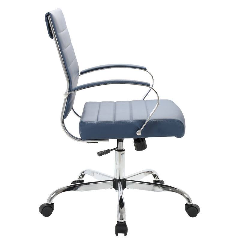 LeisureMod Benmar Mid-Back Swivel Leather Office Chair W/ Chrome Base