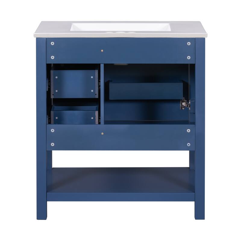 30inch Transitional Style Bathroom Vanity Cabinet Combo with Ceramic Sink