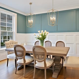 Modern Gold 4-Light Lantern Chandelier Geometric Glass Pendant Light Fixture for Kitchen Dining Room - 16.5"Dx27"H