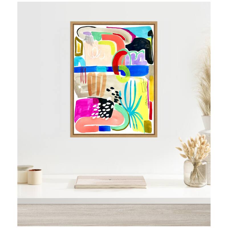Kate and Laurel Sylvie Abstract 10 Framed Canvas by Emma Daisy