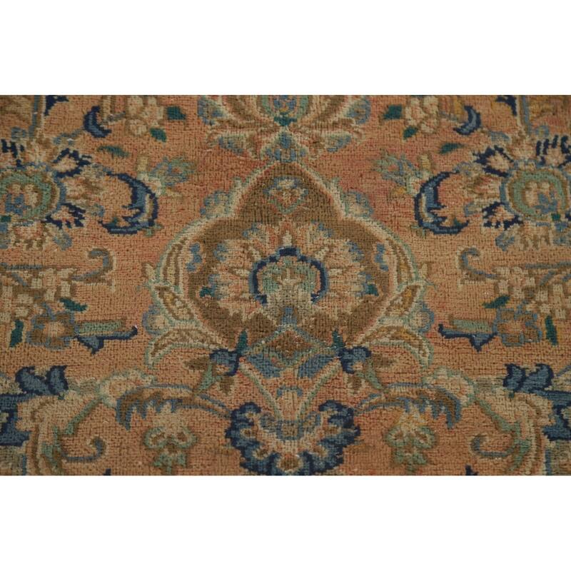 Hand Knotted Oriental 100% Wool Carpet Traditional Floral Oranges & Rust Mashad Area Rug - 12' 6'' X 9' 5''
