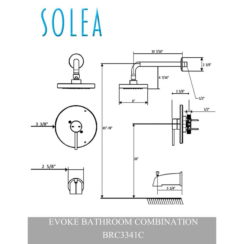 SAFAVIEH Solea Almyra Round Bathtub And Shower Faucet Set with Slim Lever Handle - 6Wx6Dx13H
