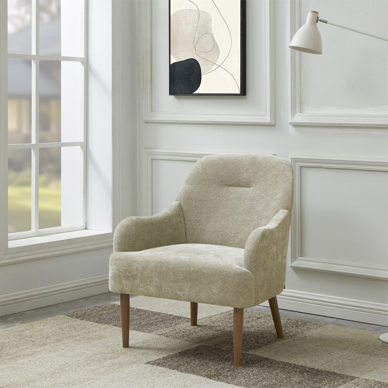 Modern Style Chenille Accent Chair with Wood Legs