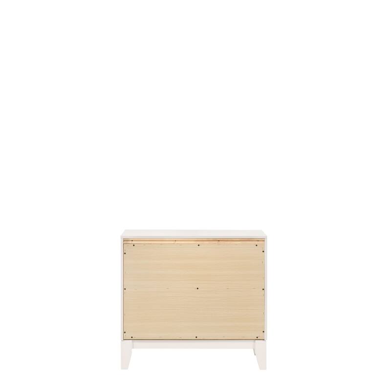 White Finish Nightstand with Two Spacious Drawers