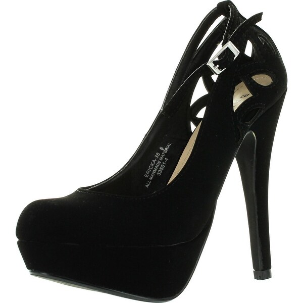 bamboo women's chunky heel platform sandal with quarter strap