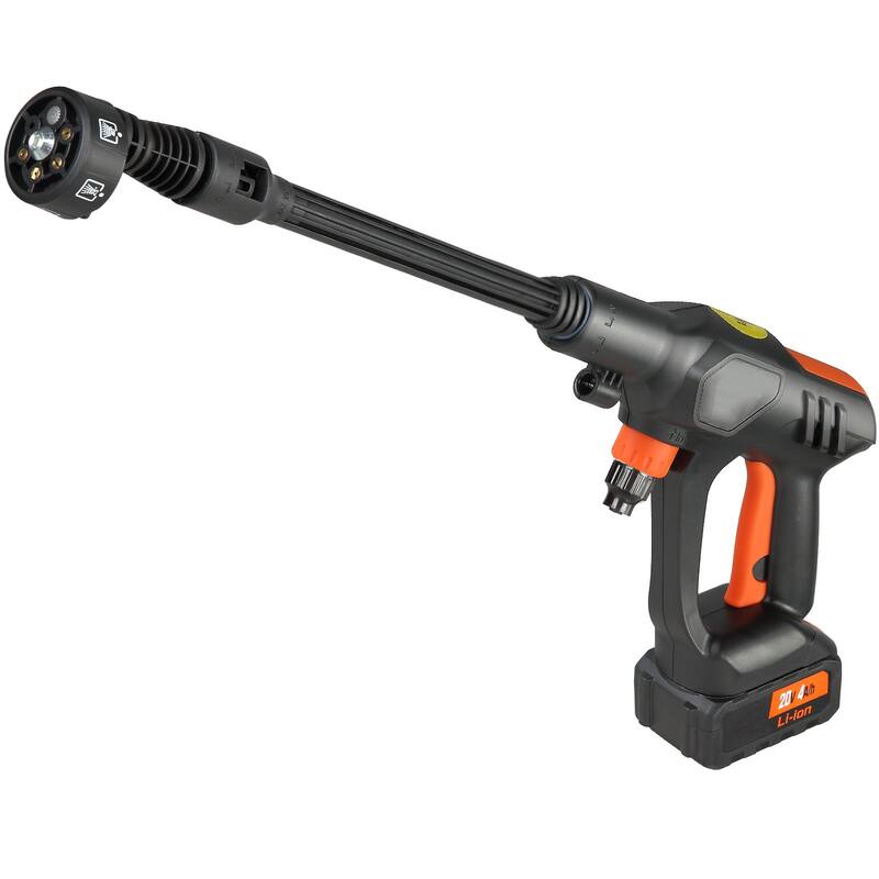 Black Cordless Pressure Washer 21V with 6-in-1 Nozzle and Foam Pot