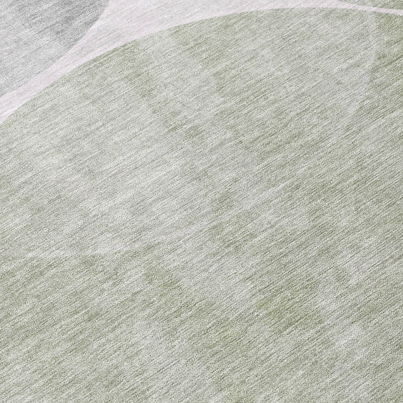 Machine Washable Indoor/ Outdoor Abstract Circles Chantille Rug