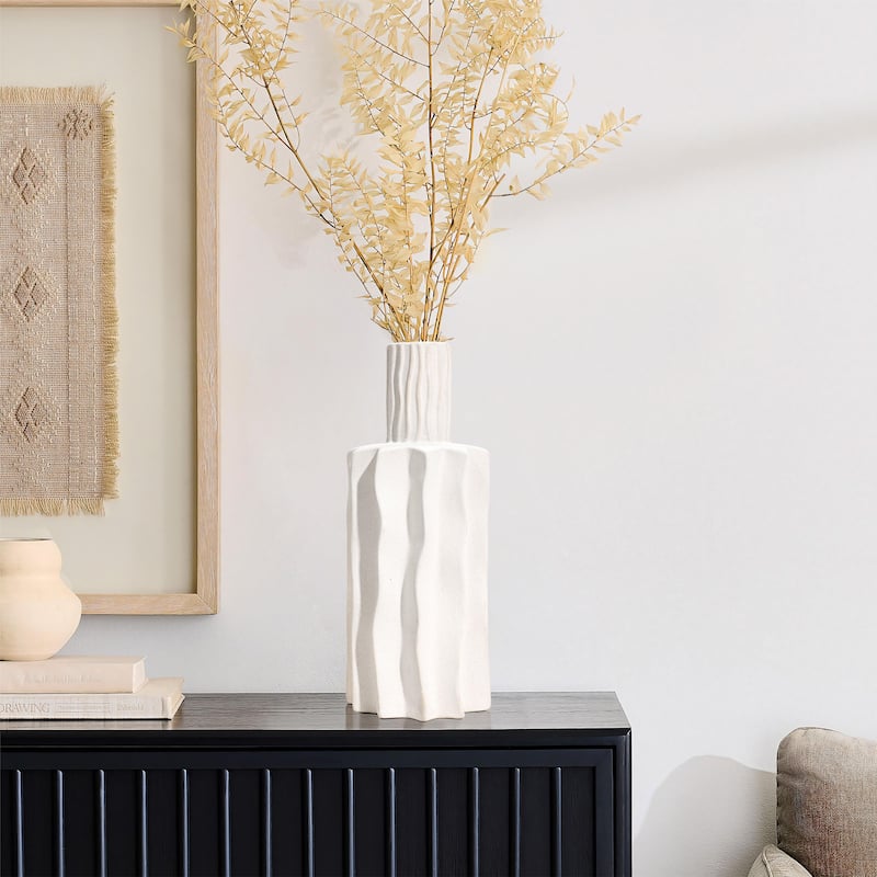 White Fluted Stoneware Table Vase (Single)