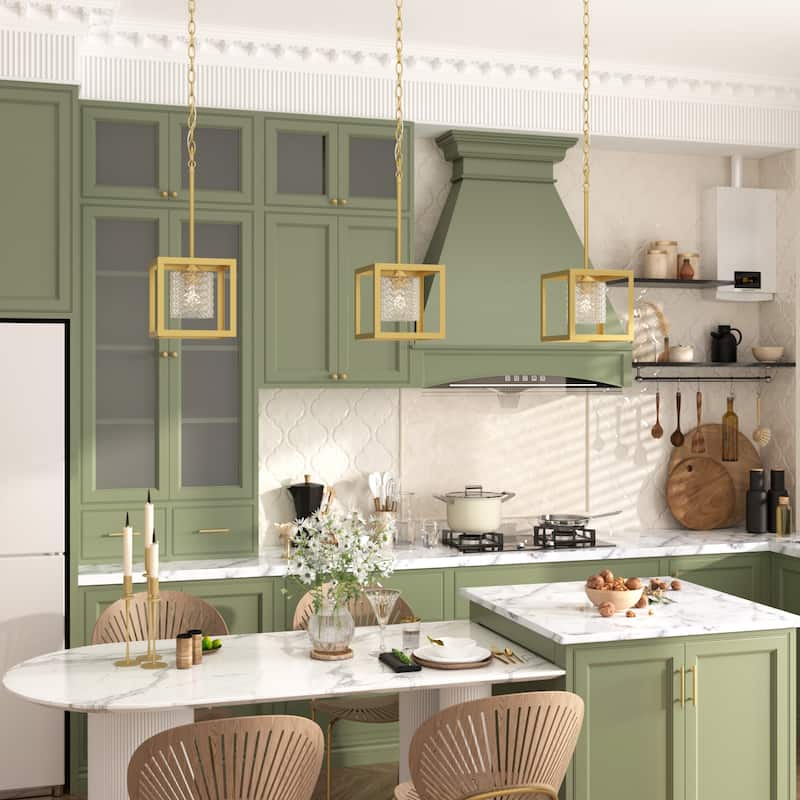 Moulins 1-light Modern Glam Crystal Geometric Kitchen Island Pendant Light