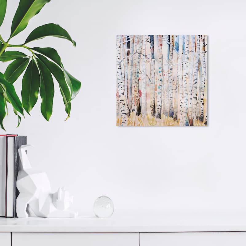 Wynwood Studio Canvas Floral and Botanical Birch Hike Summer White and Farmhouse Wall Art Canvas Print - White, Gray - 12 x 12