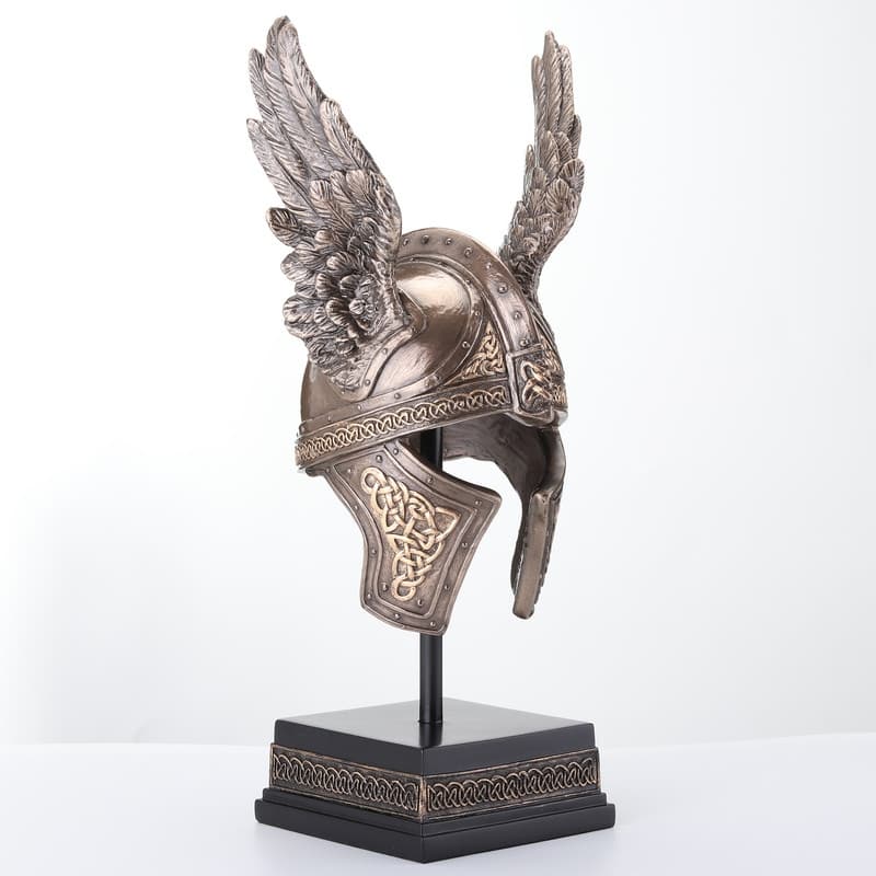 9.45 inches Height Cold Cast Bronze Norse Winged Helmet of Odin Bronze Finish Figurine