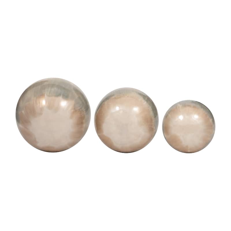 Sagebrook Home Set Of 3 4/5/6" Metal Abstract Round Galaxy Orbs