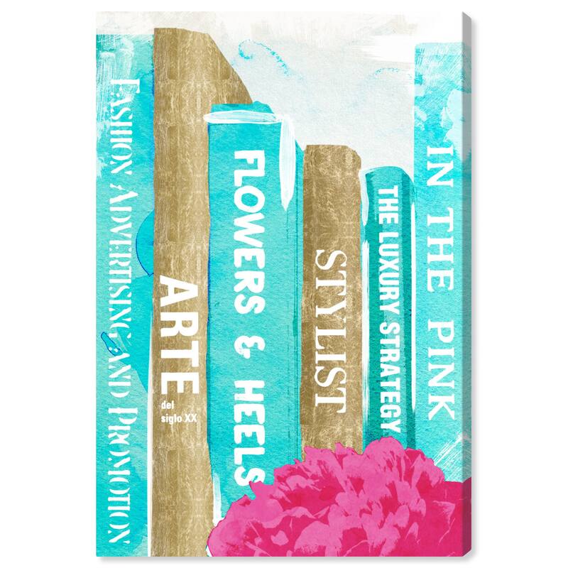 Wynwood Studio Canvas Fashion and Glam My Lovely Bookshelf Blue and Tiffany Blue Glam Wall Art Canvas Print