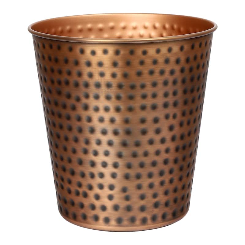 happimess Axel Modern Minimalist Hammered Steel 2-Gallon Wastebasket - Antique Copper - Single