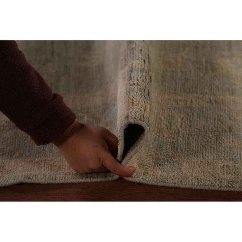 Earth Tone Oushak Vegetable Dye Turkish Rug Hand-Knotted Wool Carpet - 6'1"x 8'8"