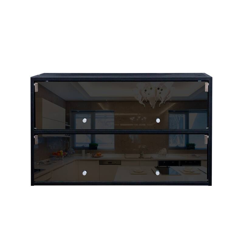31.3 in. W Glass Door Shoe Box, Storage Cabinet With RGB Led Light
