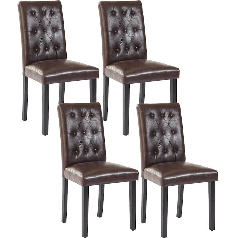 Upholstered Dining Chairs Set of 4, Button Tufted Parsons Dining Chair with Solid Wood Legs, Modern Fabric Side Chair