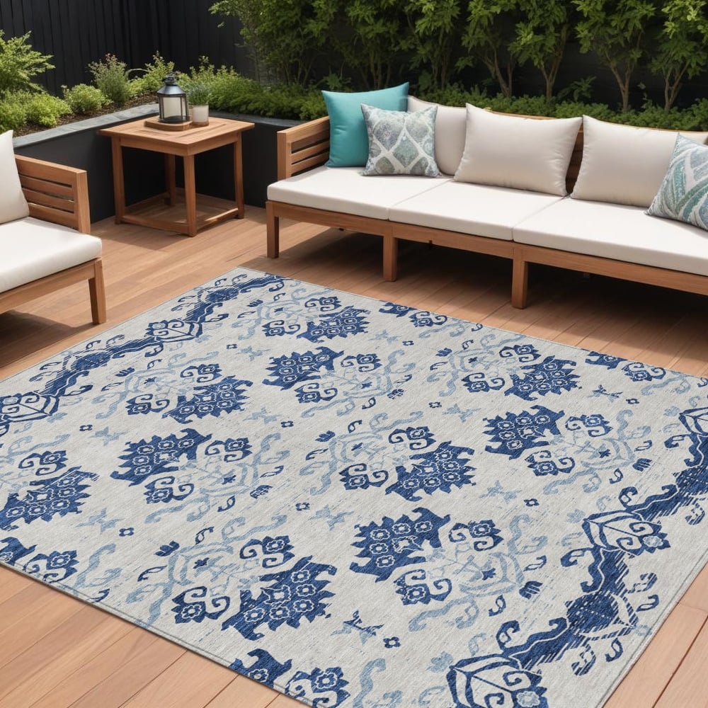 HomeRoots Oriental Transitional Rectangle Outdoor Rug