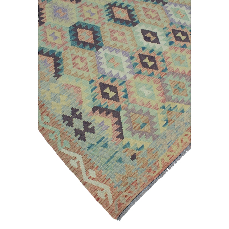 Sun Faded Flatweave Nikoo Grey/Rust Rug - 6'11" x 9'11"