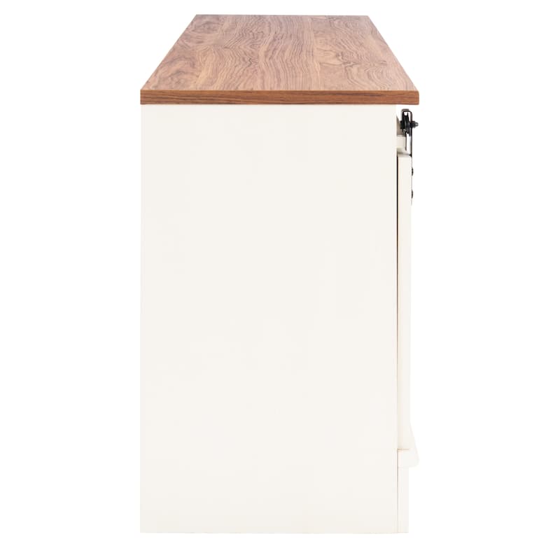 SAFAVIEH Braelynn White Washed/Walnut 55-inch Storage TV Media Stand - 55"W x 15"D x 24"H