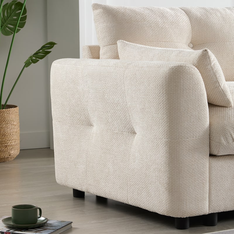 Modular Sectional Sofa With Movable Storage Ottoman And Console,Cup Holder,U Shaped Couch,Chenille Sofa With Usb Charger
