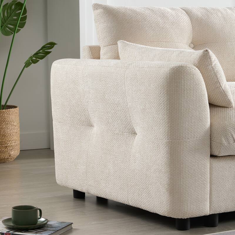 U Shaped Modular Sectional Sofa w/Ottoman, Console, Cup Holder, USB