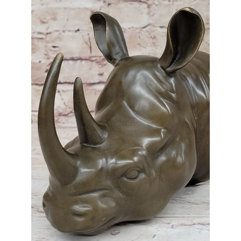 Signed Original Thomas Mighty African Rhinoceros Rhino Wall Mount Bronze Statue