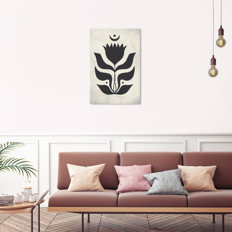 Wynwood Studio Canvas Astronomy and Space Lunar Flower Noir Black and Pastel Black Modern & Contemporary Wall Art Canvas Print - 30 x 20