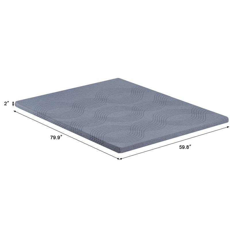 2 Inch Mattress Topper, Comfort Memory Foam Bed Topper with Removable Washable Cover, Gray - Grey - Queen