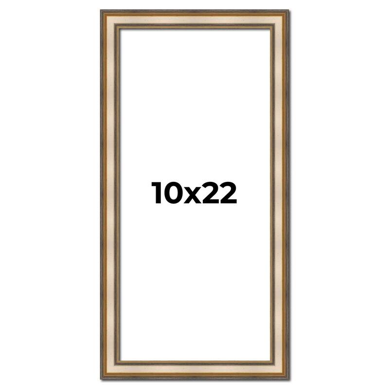 10x22 Frame Gold Solid Wood Shadow Box Width 1.5 Inches | Interior Frame Depth 2 3/8 Inches