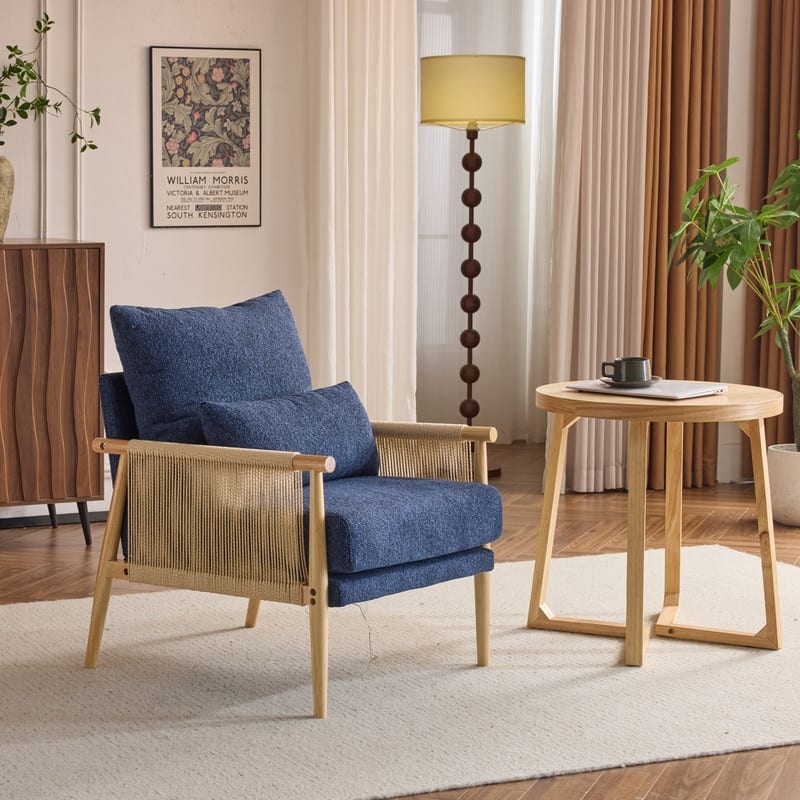 Chenille Accent Chair with Pillow