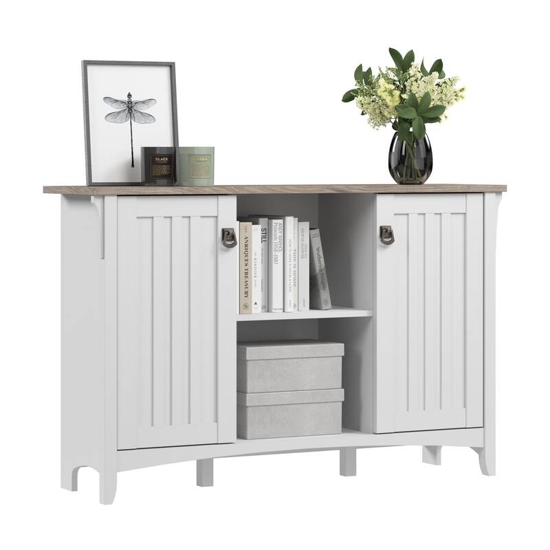 Salinas Accent Storage Cabinet with Doors by Bush Furniture - Shiplap Gray/Pure White