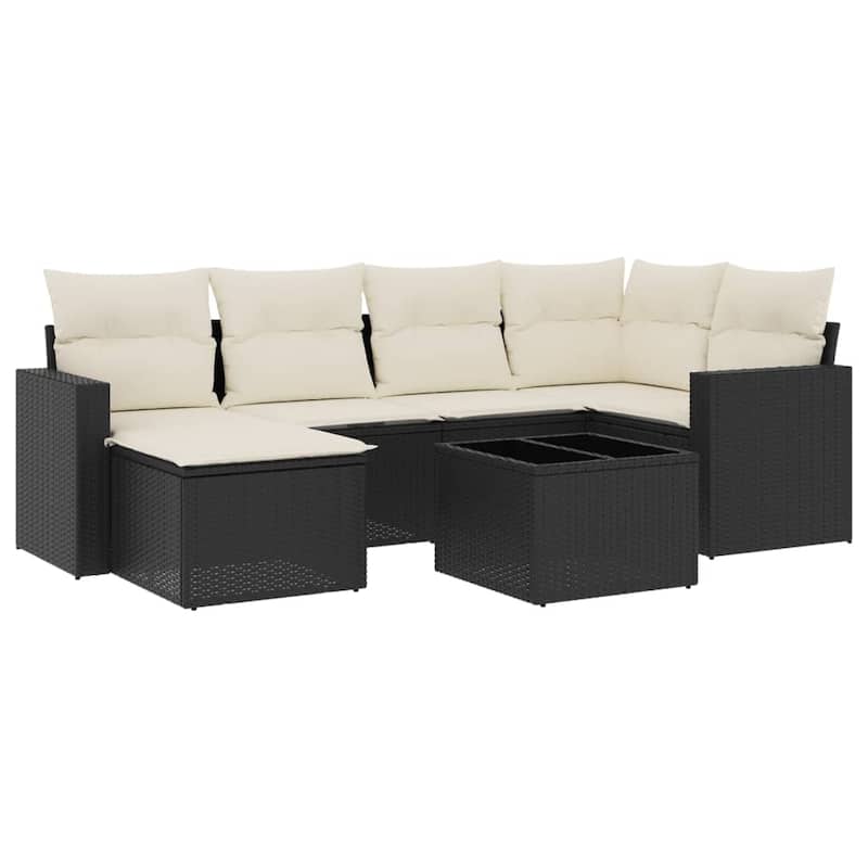 vidaXL Garden Sofa Set Black, Cream White - 21.7 x 21.7 x 14.6