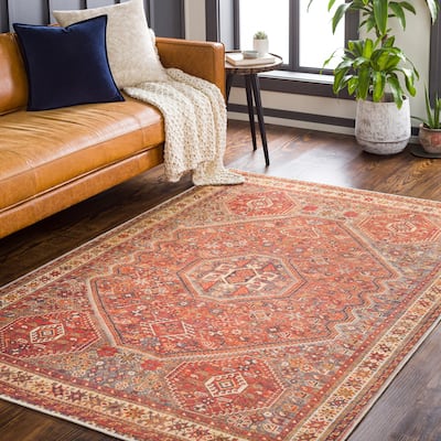 Livabliss Ernestina Machine Washable Medallion Area Rug