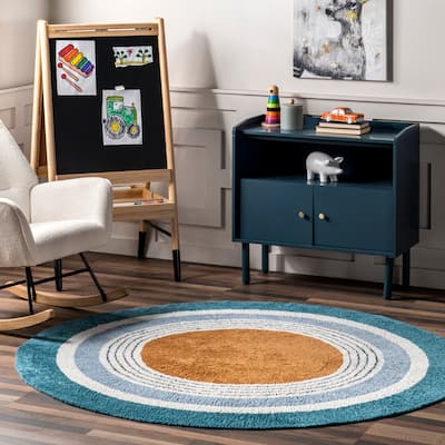 Nuloom Nydia SpinClean Circular Kids Machine Washable Area Rug