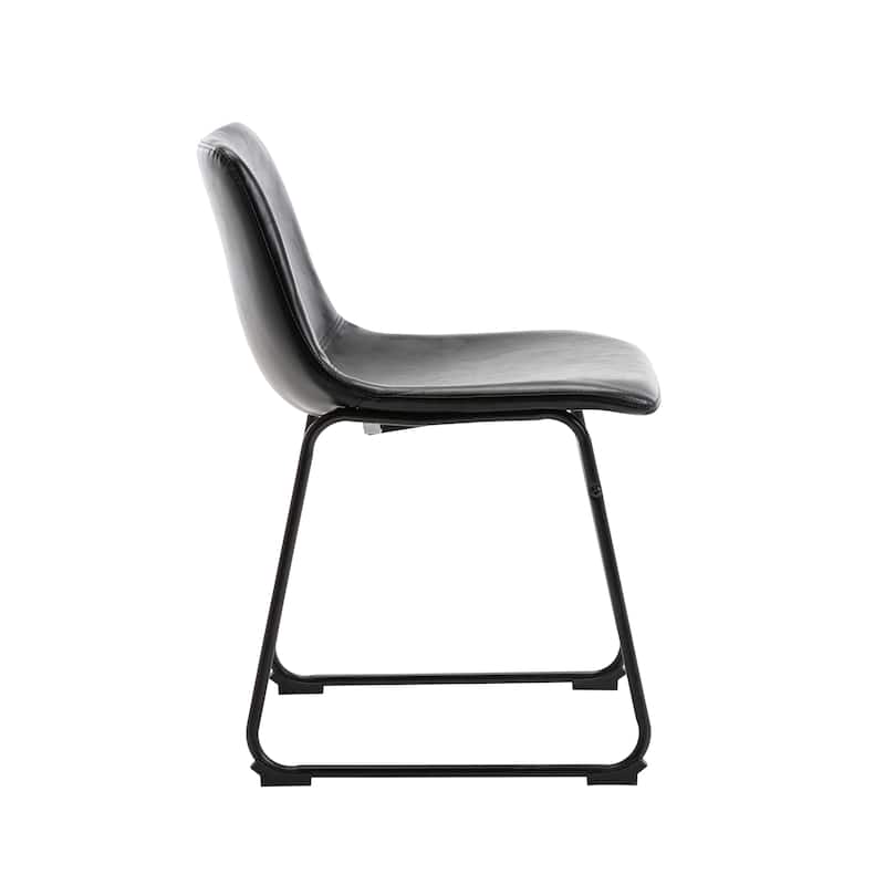 Porthos Home Donne Dining Chairs Set of 2, PU Leather, Iron Sled Legs