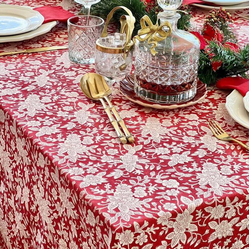 Square tablecloth - Red and white Carmen