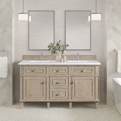 James Martin Vanities Lorelai 60" Double Vanity, Whitewashed Oak