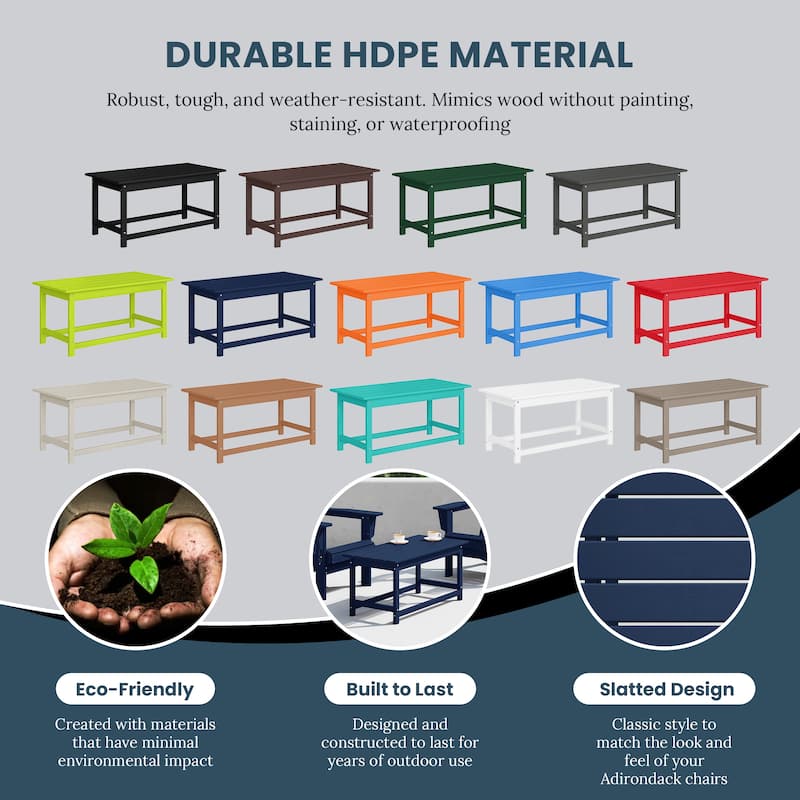 Laguna Hdpe All Weather Outdoor Patio Rectangular Coffee Table