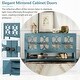 preview thumbnail 1 of 18, Antique Navy Sideboard Console Table, Storage Cabinet Display Case w/ Mirrored Doors & Open Storage Shelf for Living Dining Room Antique Navy