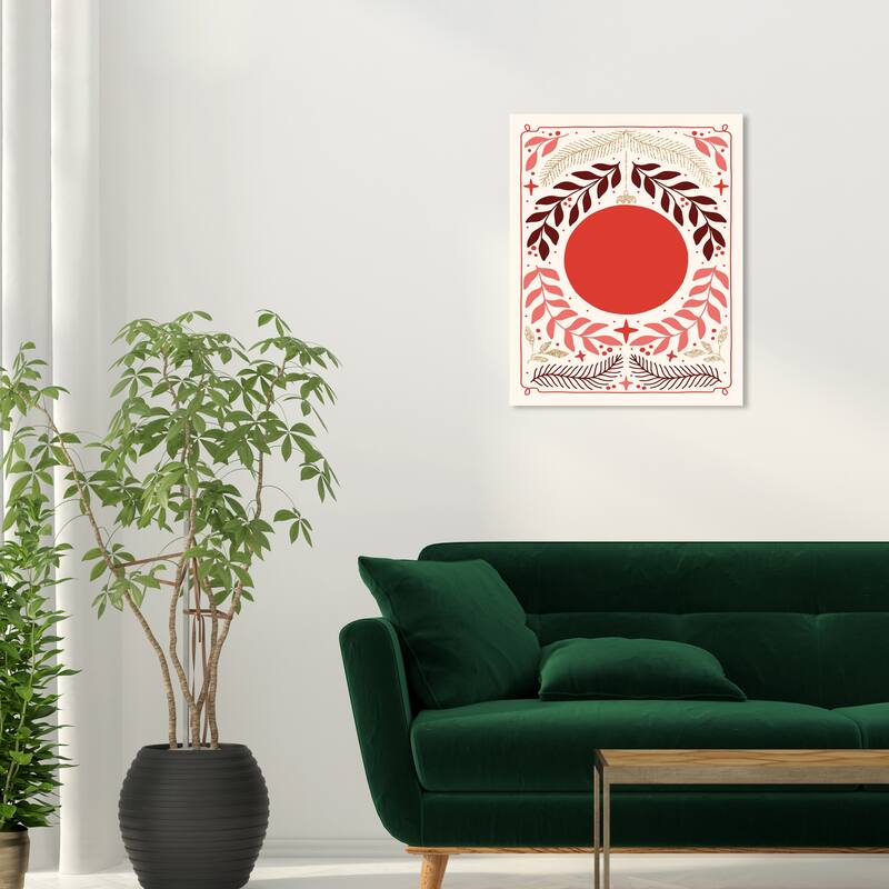Wynwood Studio Canvas Holiday and Seasonal Sun Ornament Glitter Red Bohemian & Eclectic Wall Art Canvas Print - 20 x 24