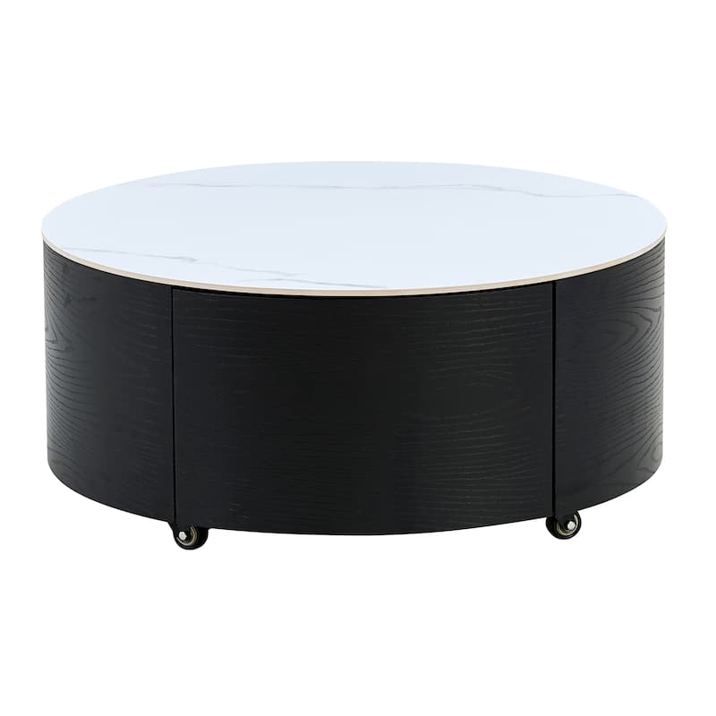 Modern Round Movable Coffee Table with Casters