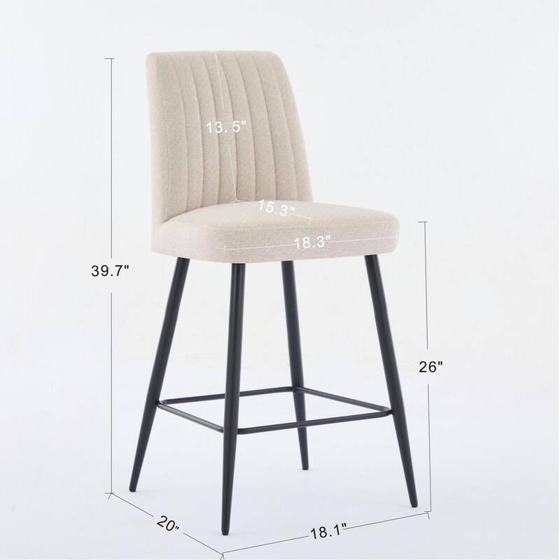 Velvet Bar Chairs Set of 2, Modern Armchair Bar Counter chair with Metal Legs and Upholstered Backrest for Dining Room