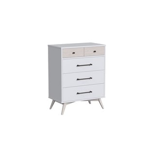 Rowan 4-Drawer Modern Wood Chest, Ash Linen White