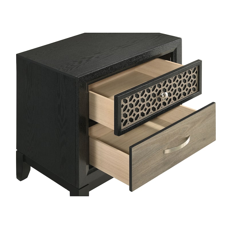 Valencia Transitional 2-drawer Nightstand Black