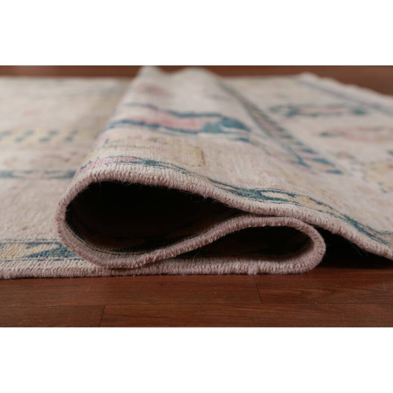 Hand Knotted Oriental 100% Wool Carpet Transitional All-Over Beige & Ivories Oushak Area Rug - 13' 9'' X 9' 11''