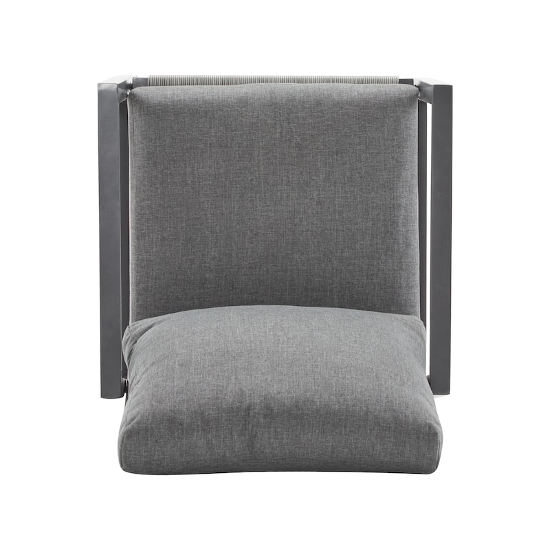 Roomfitters Modern Outdoor Lounge Chair with Aluminum Frame, Rope Accents & Cushions for Patio